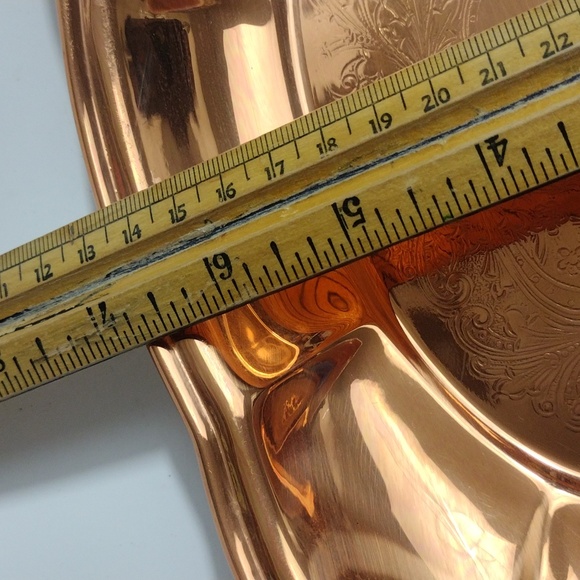 Vintage Copper Etched Tray Platter Bowl - Picture 6 of 9